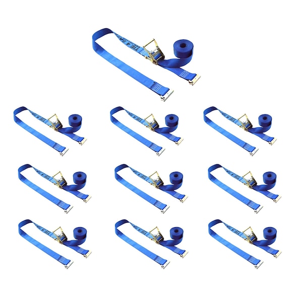 Tie 4 Safe 2 x 20' E Track Ratchet Straps w/ E Clips, WLL- 1,000 lbs., PK10 RT06-20M23B-10 - main